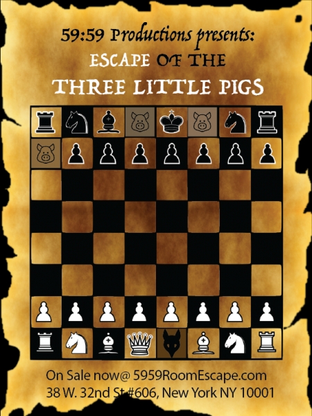 Квест Escape of the Three Little Pigs, 59:59 Room Escape NYC. Нью-Йорк.