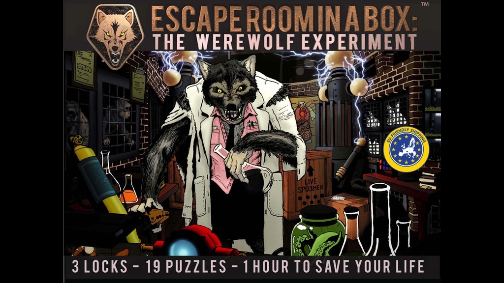 LARP-game Escape Room In A Box: The Werewolf Experiment, KickStarter. New York.
